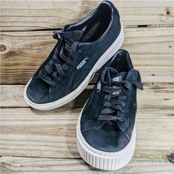 Puma Womens sneakers Size 7.5 Platform black suede skater comfort classic (62 - Picture 3 of 7